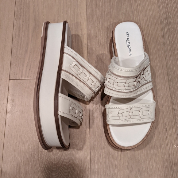 Kelsi Dagger Cream Slide Sandals - Picture 8 of 11